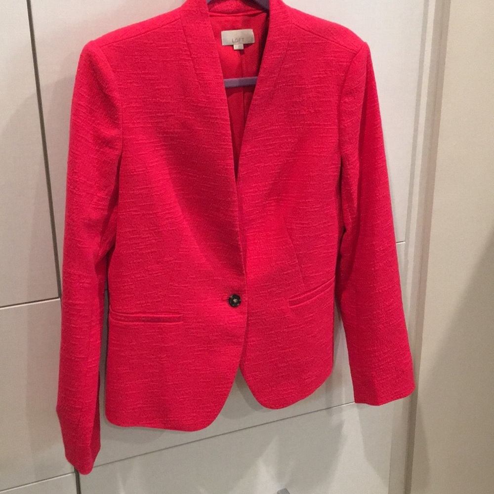 LOFT Red one-button blazer size 8